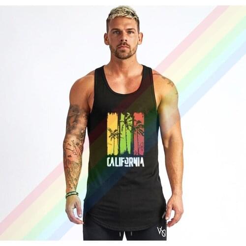 California Graphic Design On Topic Vector Comfortable Bodybuilding Tank Tops For Men Summer Gym Clothing Customized Vest Shirts