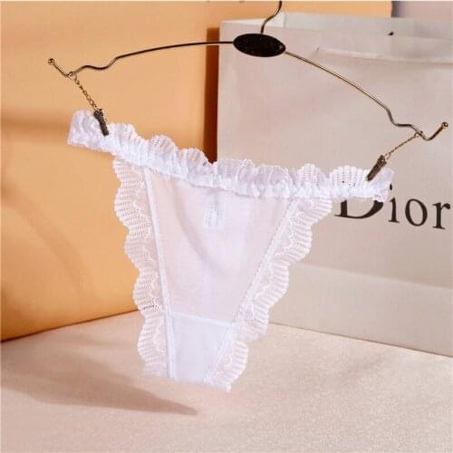 Lace Edge Transparent Low Waist Sweet Womens Thong Gauze Thin Breathable Sexy Womens Underwear