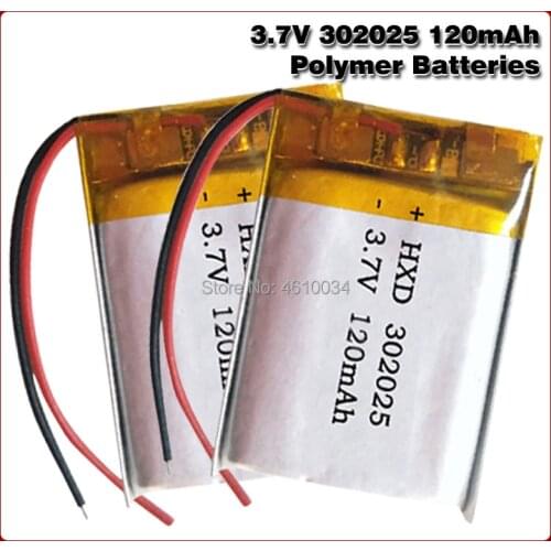3.7V 120mAH 302025 PLIB polymer lithium ion / Li-ion Rechargeable battery for smart watch,BLUE TOOTH,GPS,mp3,mp4,toy,speaker