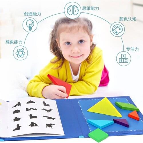 Magnetic 3D Puzzle Jigsaw Tangram Kids Toys Game Montessori Educational Drawing Board Games Toy Gift for Children Brain Tease