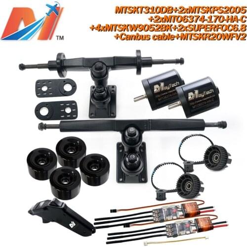 Maytech Sealed 6355 6365 6374 Motor 4x 9052 Wheels Truck Set MTSKR2005WF Waterproof Remote SUPERFOC6.8 VESC Esk8 Kit Eboard