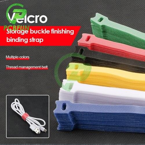 30Pcs Reusable Cable Ties T-type Cable Tie Wire Double-sided Tape Nylon Velcros Colored Computer Data Cable Strap Wire 18*1.2cm