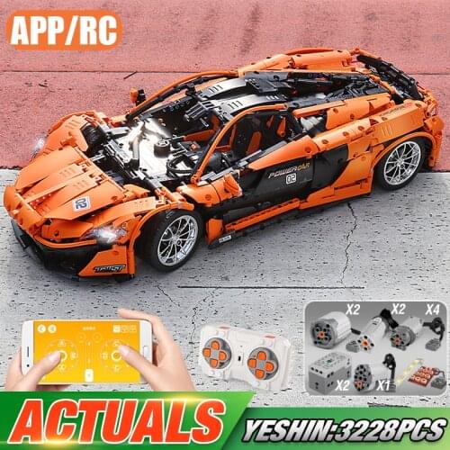 MOULD KING 13090 APP High-Tech Car The 20087 RC Motorized P1 Sport Car Set APP RC Car Model Building Blocks Kid Christmas Gift