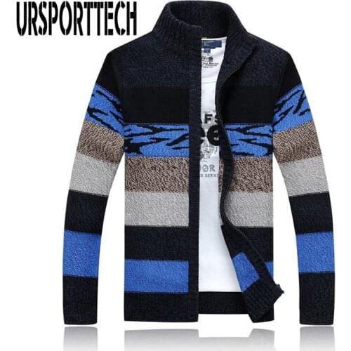 High Quality Cardigan Sweater Men Stand Collar Winter Wool Sweaters Fashion Cardigans Male Sweaters Coat Brand Mens Clothing