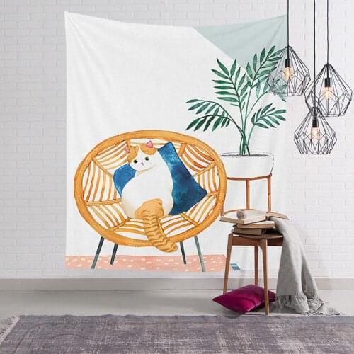 Soft Rectangle Wall Tapestry Cute Cartoon Kitten Tapestry Bedspread Blanket Backdrop Decor Wall Tapestry Wall Hanging Tapestry