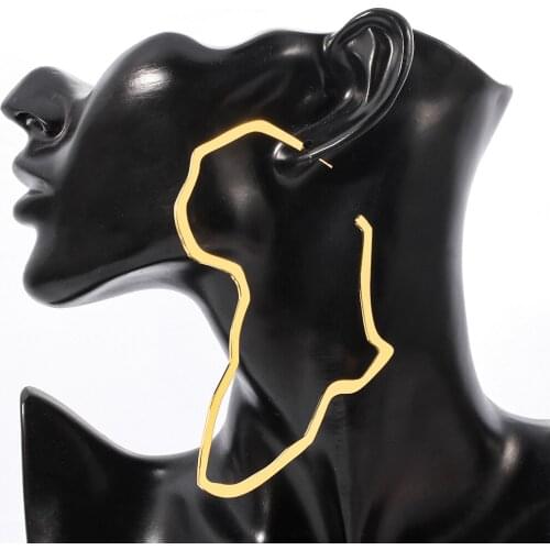 Wholesale stainless steel earrings African Map Earrings Exaggerate for women African Ornaments Traditional Ethnic Hyperbole Gift