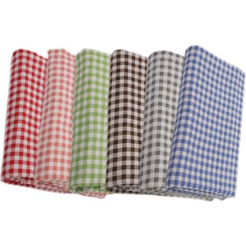6pcs/lot Printed Classical Grid Plaids Linen Cotton Fabric Patchwork Cloth DIY Sewing Quilting Material Handwork Cloth Accessory