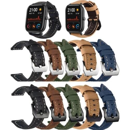 20mm Genuine Leather Watch Band Strap for Huami Amazfit GTS 2 Smart Watch Wrist band for amazfit Bip U S Lite GTR 42mm straps
