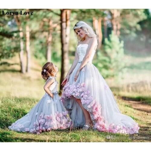 Gray Short Front Long Back Prom Dresses 2020 Mother And Daughter Evening Dress Formal Party Sleeveless Elegant Vestidos Fiesta