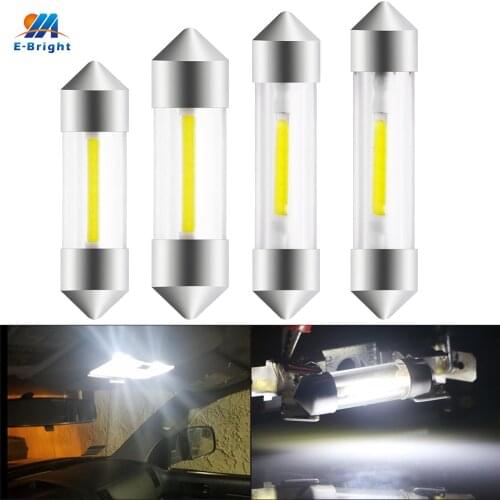 YM E-Bright 4 PCS COB LED C5W 31mm 36mm 39mm 41mm Car Interior Light Glass lens Festoon Dome Reading LED 12V DC White Bulbs