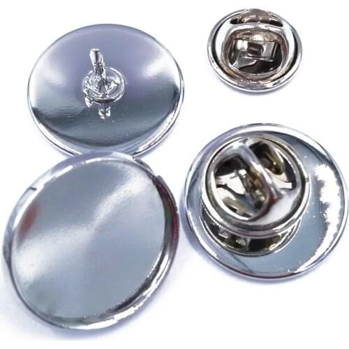 Rhodium Plated 12mm 14mm 16mm 18mm 20mm 25mm Butterfly Tie Tack Lapel Pin Round Bezel Blank Pin Back Brooch Collar Clip CL020