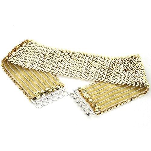 Punk Women Sparkling Stretch Sequins Wide Waist Strap Waistband Belt Accessory