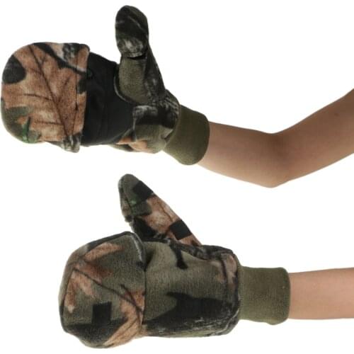 Winter Warm Gloves Convertible Fingerless Gloves with Mitten Cover for Fishing/ Hunting/ Cycling/ Photography/ Shooting