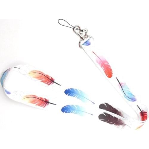 10 pcs cartoon feather lanyard Neck Strap Lanyards Card Holders Bank Neck Strap Card Bus ID Holders Rope Key