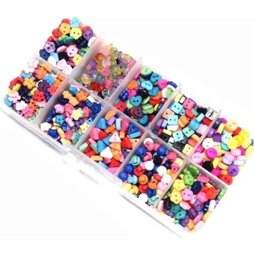1000PCS Colorful Mixed 2 Hole Resin Cute Supper Mini Buttons Sewing Round Decor Card Making DIY Lovely Home Decor Tools