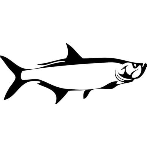 15.2*6.3CM Tribal Tarpon King Fish Vinyl Car Sticker Funny Animal Window Decorative Stickers Black/Silver C6-1279