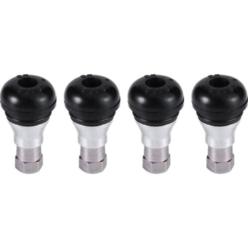 4 Pcs Black Car Motorcycle Chrome Alloy Tubeless Rubber Wheel Tire Valve Stems Complete TR412ac Chrome Caps