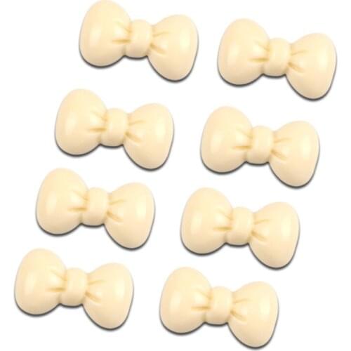 50Pcs Beige Bowknot Resin Decoration Crafts Kawaii Bead Flatback Cabochon Scrapbook DIY Accessories Buttons