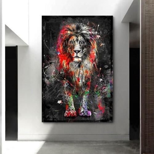 Abstract Colorful Lion Picture Posters And Prints Canvas Painting Animal Art Wall Interior For Home Decor Bedroom Decorations