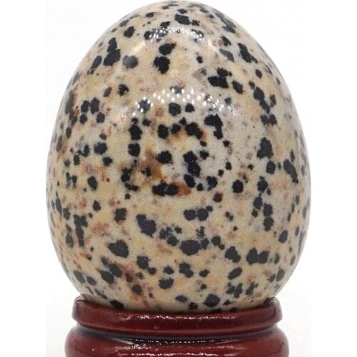 Dalmation Jasper Sphere Egg Healing Reiki Crafts Massage Finger Exercise Feifanstyle natural stone minerals 34x44MM