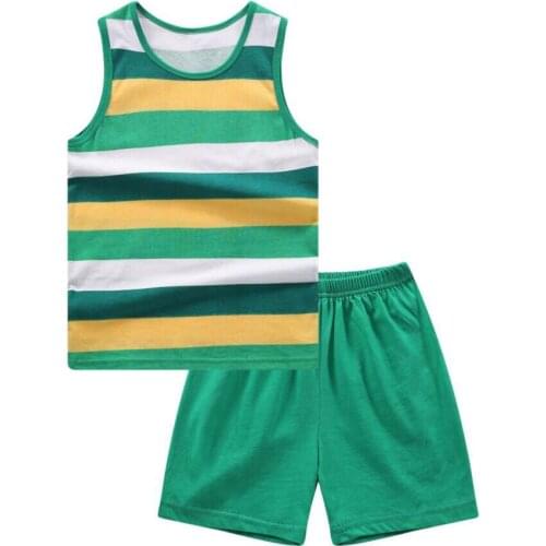 Baby clothes boys Summer pure cotton vest+Shorts Children sleeveless garment baby girls cartoon Outfit 1-7T child clothes sets