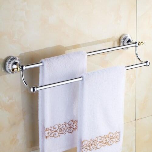 Ceramics base Zinc Aolly bathroom double towel bars, Wall toilet hanging towel rack shelf, European antique towel bars vintage