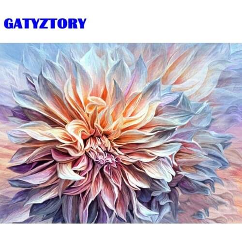 GATYZTORY 60x75cm Frame Paint By Number Abstract Flower DIY Drawing Canvas HandPainted Oil Painting Home Decoration Gift