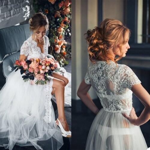 Sexy Maternity Robes Bathrobe Womens V Neck Short Sleeves Lace Tulle Dresses Photo Shoot Birthday Bridal Fluffy Party Gowns