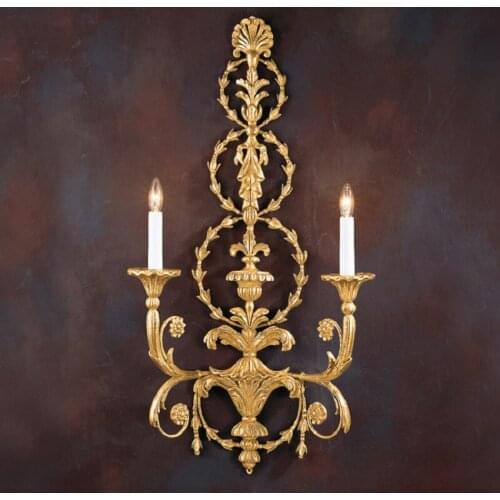 Customized American Country Wall Lamp Wooden Living Room Aisle Light Retro Nostalgic French Lamp Villa Double-Headed Candle