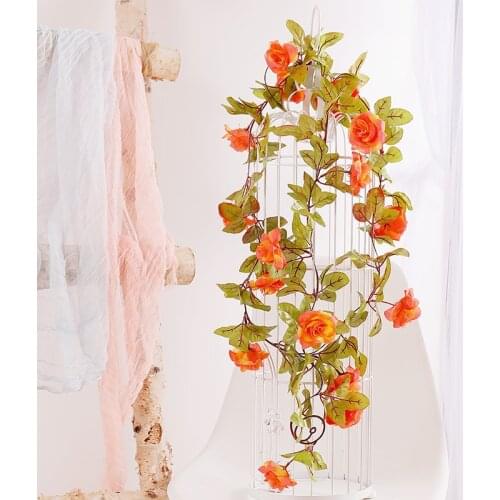 230cm Silk Artificial Roses Flowers Rattan String Vines Green Plants Home Wedding Garden Decoration Hanging Garland Wreath Wall