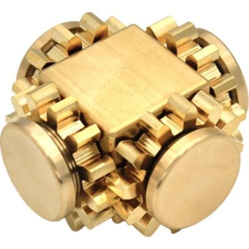 Fingertip Gyro Gear Linkage Cube Pure Copper Finger Mechanical Gyro Adult Decompression Craftsman Feelings Toy Gift