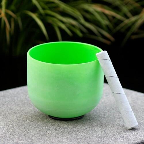 M MBAT 8 Inch Note B Crystal Singing Bowl Green Frosted Quartz Meditation Yoga Sound Healing Perfect Singing Bowl Rubber Stick