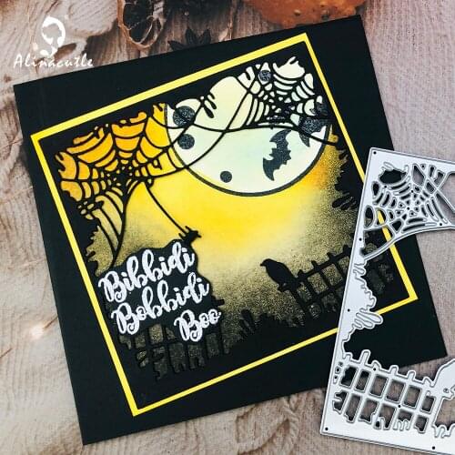 Alinacutle Metal Cutting Die Cut Halloween Spider Web Square Frame Scrapbooking Paper Craft Handmade Album Card Punch Art Cutter
