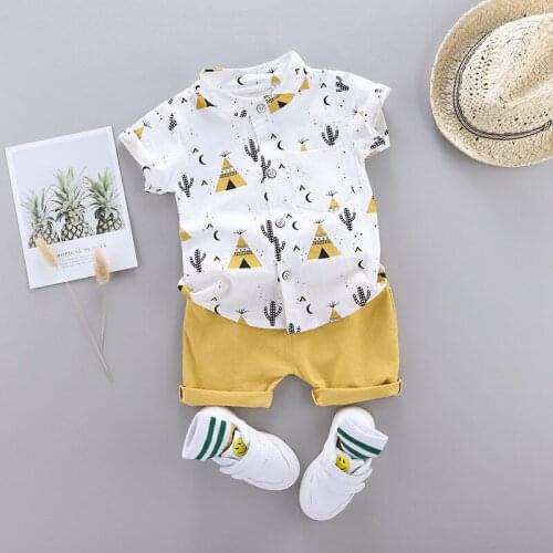 Fashion Baby Boys Clothing Sets Summer Printed T-Shirt Printed Track Shorts Cartoon Children Boys Clothes Suit for Kids Outfit