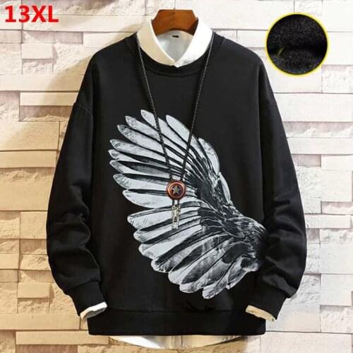 Oversized man autumn and winter new Sweatshirt plus size brother plus velvet round neck casual jacket 10XL 11XL 12XL