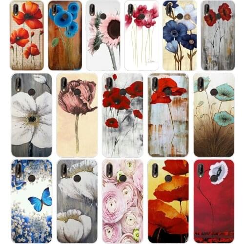 196H Color Blossom Soft Silicone Tpu Cover Case for huawei p 20 lite pro y6 2017 mate 10 lite