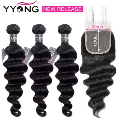 NEW Loose Deep T 4x1+1X4 Closure With Bundles Remy Human Hair 3/4 Bundles With Lace Closure T Part Half Handtied Swiss Lace