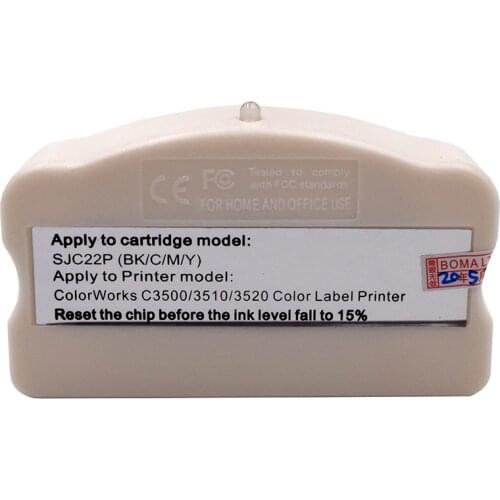 Chip Resetter for Epson TM-C3500 TM-C3510 TM-C3520 Color Label Printer for Epson GJiC22P Original Ink Cartridge Chip