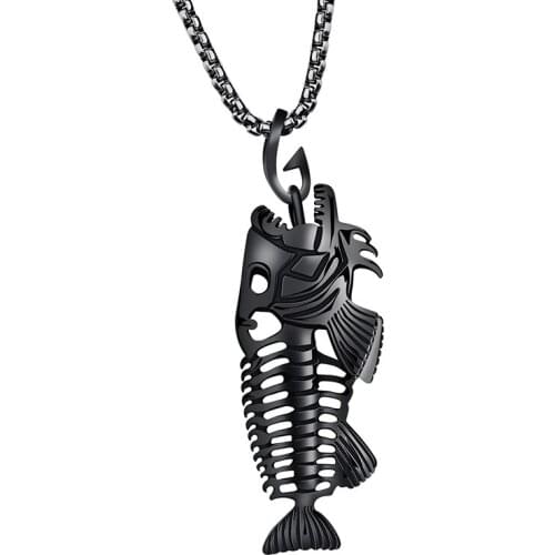 Gift Fashion Fish Bones Fishing Hook Design Pendant Men Jewelry Necklace for Women/Men Accessories Jewelry