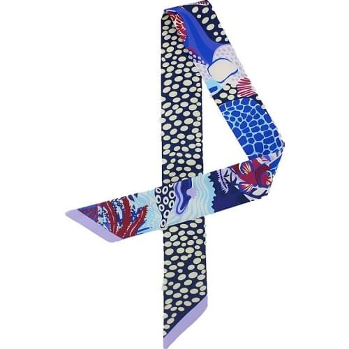 Luxury beach bag silk scarf underwater world fashion womens scarf skinny tie handbag handle ribbon headband shawl scarf MR35