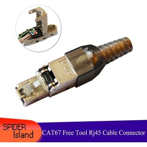 Network Cable Crystal Head Tool Free CAT7 Rj45 Connector Shielded Crystal 10G Gigabit Network Connector