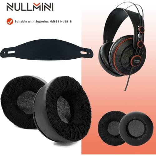 NullMini Replacement Earpads for Superlux HD681 HD681B HD681EVO HD681F Headphones Leather Sleeve or Velvet Earphone Earmuff
