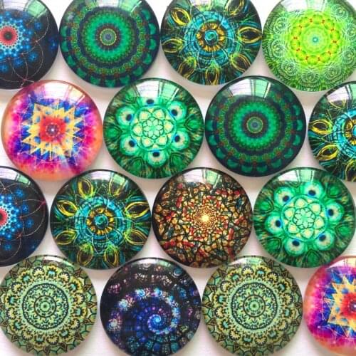 ZEROUP Glass Cabochon Mixed Patterns Round Photo Fit Cameo Base Setting Supplies for Jewelry Accessories TP-500