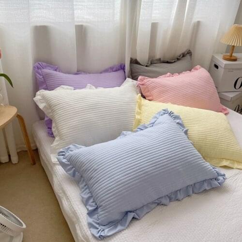 Super Soft Chiffon Yarn Quilted Pillowcase,Thick Ruffled Pillowcases Bedding Pillow Case 48cm*74cm Pc Pillow Cover Bedroom