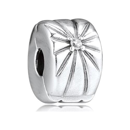 Sparkling Sunburst Clip Charm Fits Pandora Bracelet Genuine 925 Sterling Silver Beads for Women DIY Jewelry Making Kralen