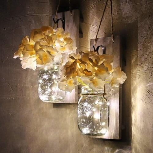 2 Pcs LED Hanging Bottle Lights With Artificial Flowers And Lights String Garland Decor For Garden Coffee Shop Bar Bedroom Yard
