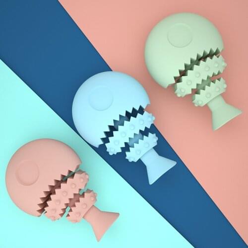 Pet products new pet molar dog chew toy fish bone fun leak food dog toy TPR pet toy