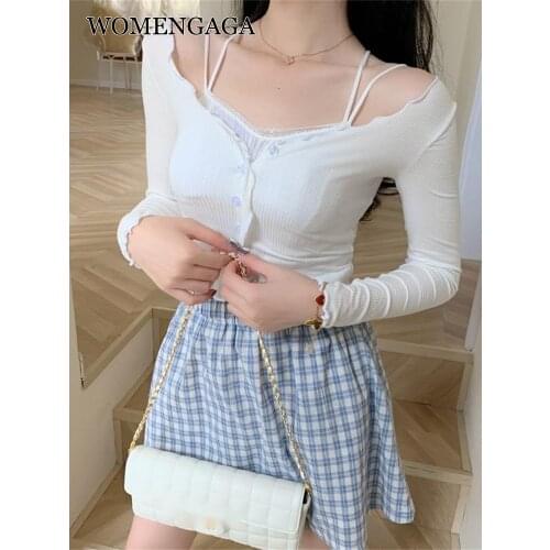 WOMENGAGA Korean Elastic Ruffle Lace Summer Tops Hot Sexy Women Transparent Sweet Cardigan Knitting T Shirt Tshirt Pink K88C