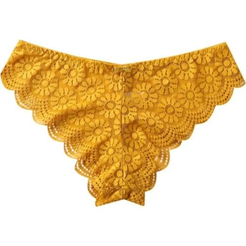 Women Sexy Embroidery Flower Thin Section Sexy Bow Lace Hollow Ladies Briefs Low Waist Cotton Inseam Ladies Panties