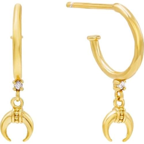 2020 New Trend Curve moon Horn earrings Stereoscopic Crescent Line Modeling Metal Earrings for Women Girl Party Jewelry